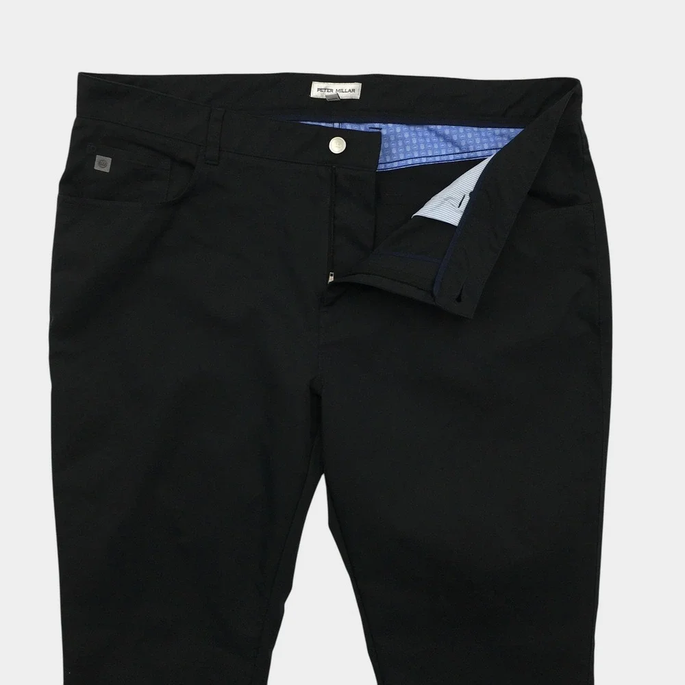 Peter Millar EB66 Performance Five-Pocket Pants Mens 38x32 Black Golf Trousers